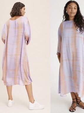 Anthropologie Norblack Norwhite Lavender-Peach Tie-Dye Maxi Dress